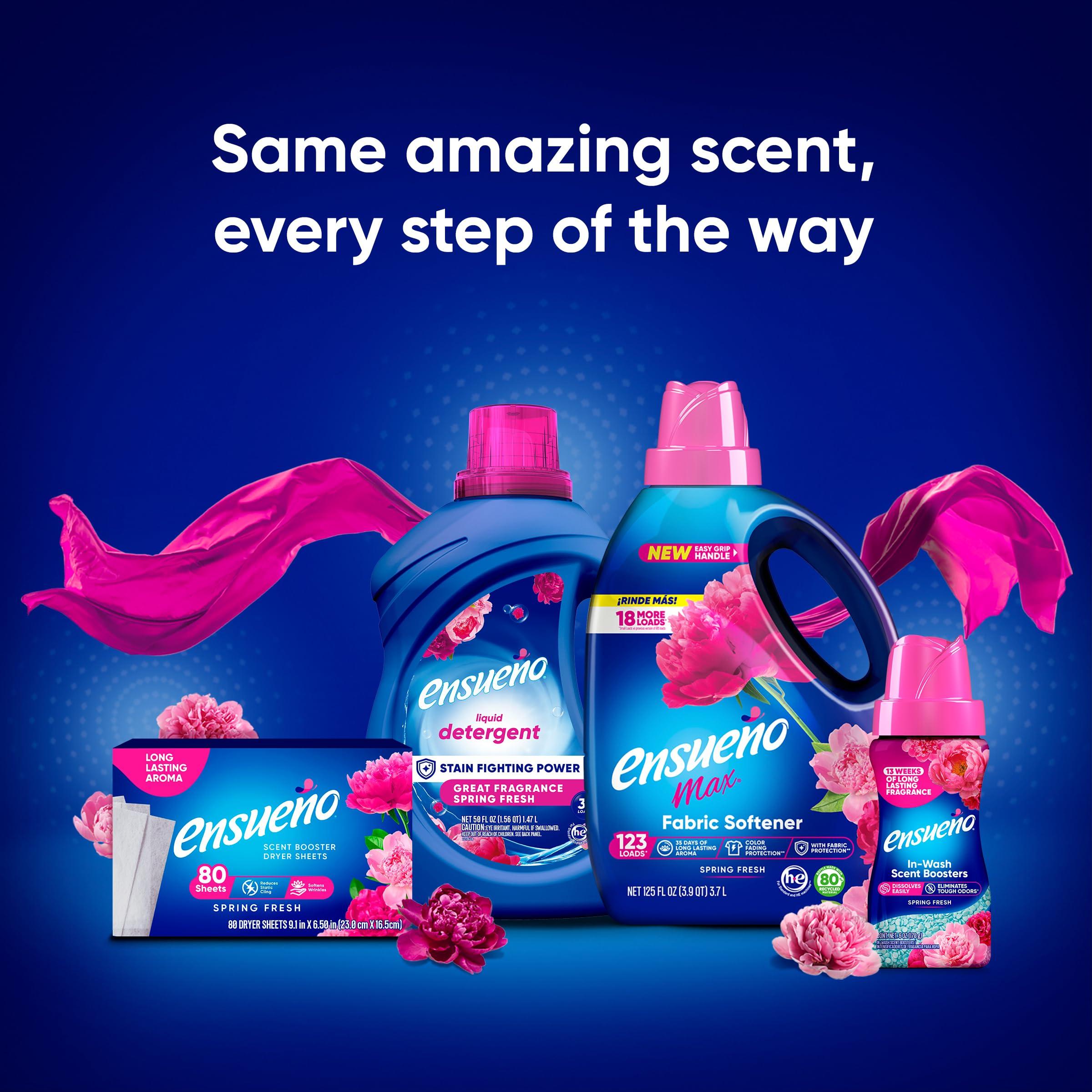 ENSUEÑO Ensueño - Max Liquid Fabric Softener- With Long-Lasting Freshener And Wrinkle Eliminating formula, Spring Fresh Scent - (125 oz)