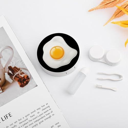 XKAWPC Fried Egg Contact Lens Case Portable Cute Eye Contacts Travel Kit with Mirror Holder Box Container