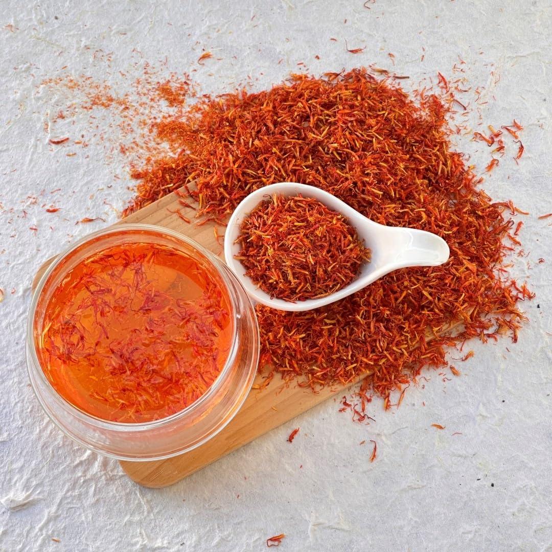 UNCLEJUM Safflower Tea Thai Safflower petal Carthamus Dried Thailand Healthy Herb Tea 3.5 Oz. (100g.)