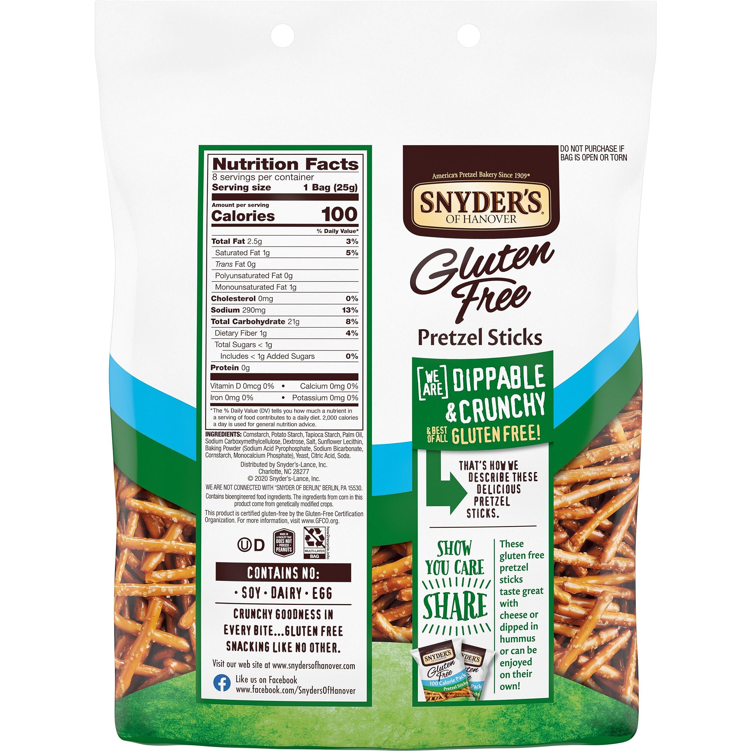 Snyder\'s of Hanover Snyder\'s of Hanover Gluten Free Pretzel Sticks, 100 Calorie Individual Packs, 8 Ct (Pack of 2)