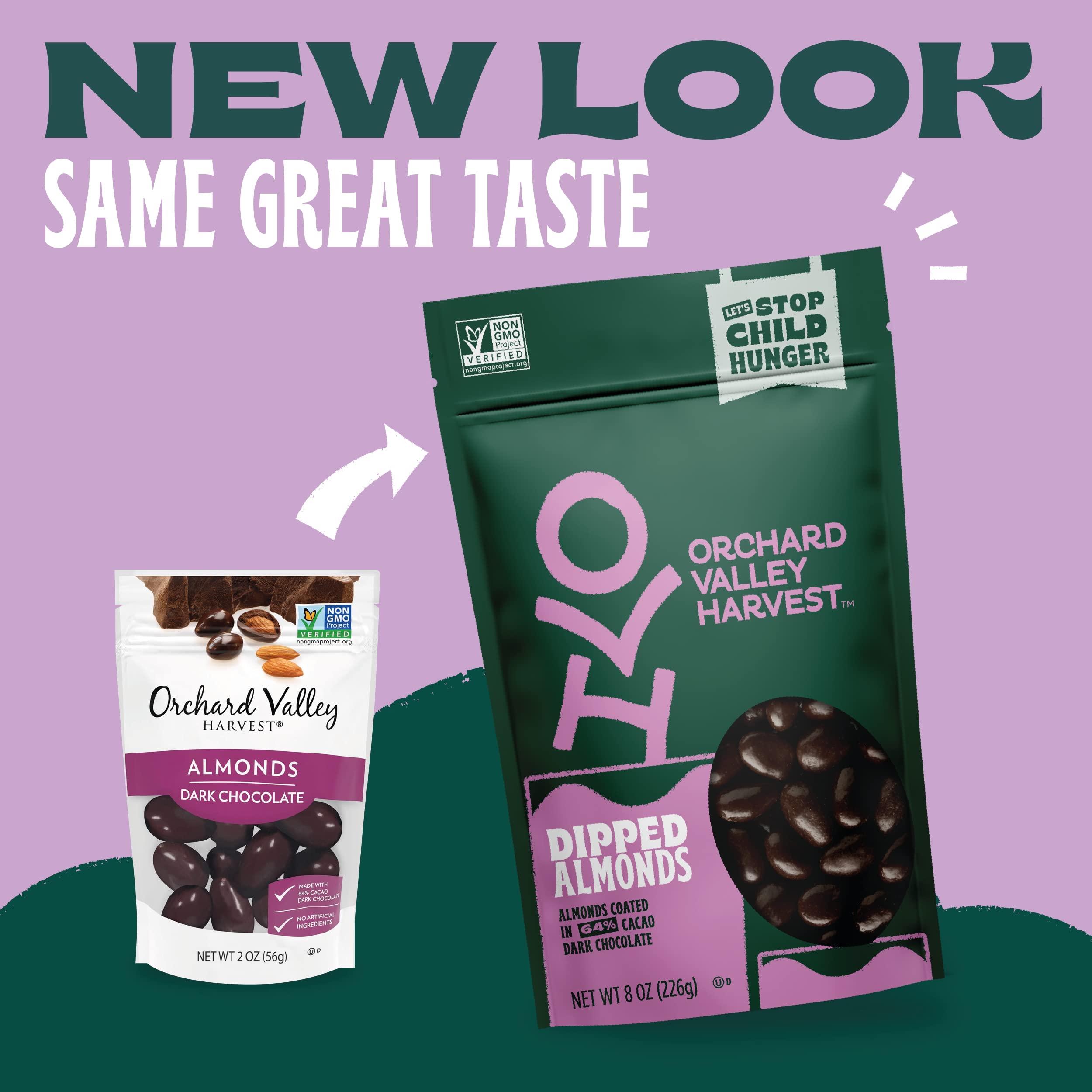 Orchard Valley Harvest Orchard Valley Harvest Dark Chocolate Dipped Almonds, 8 oz Resealable Bag, Gluten Free, Non-GMO, Stand Up Bag, No Artificial Colors, Flavors or Preservatives, Snacks for Adults & Kids
