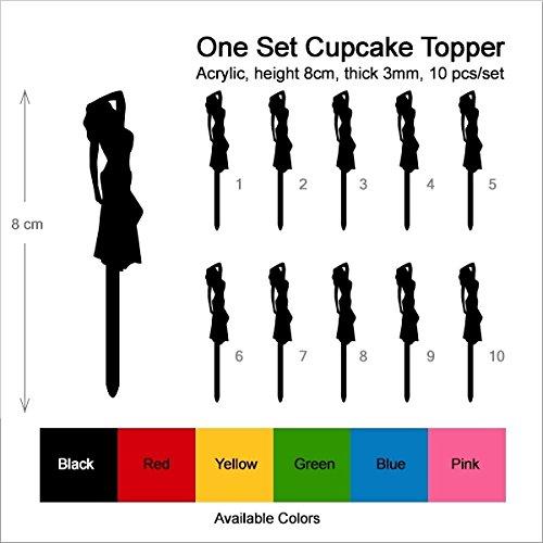 jjphonecase TA0013 Model Woman Silhouette Party Wedding Birthday Acrylic Cupcake Toppers Decor 10 pcs