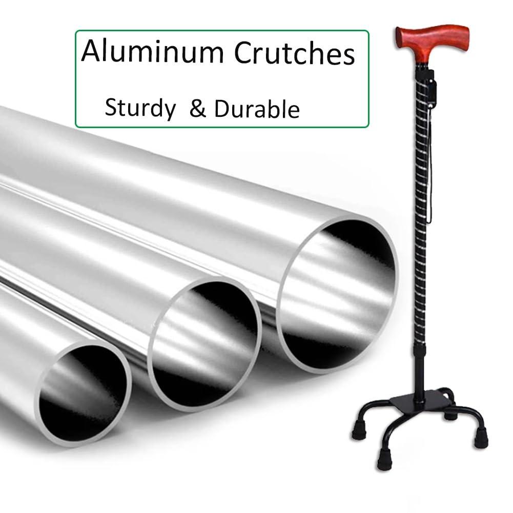 D Ger Store Adjustable Walking Cane (x1) with Four Pronged Base for Extra Stability, Great for Travel or Work