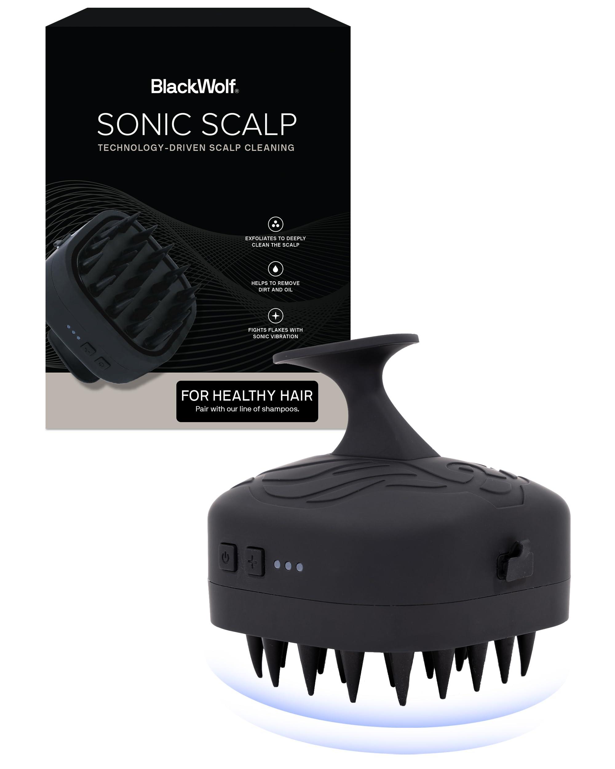 Black Wolf Black Wolf Sonic Scalp Scrubber - Electric Hair & Scalp Massager Brush with 3-Speed Oscillation - Rechargeable Shower Brush & Head Scrubber with Soft Silicone Bristles for Deep Clean & Exfoliation