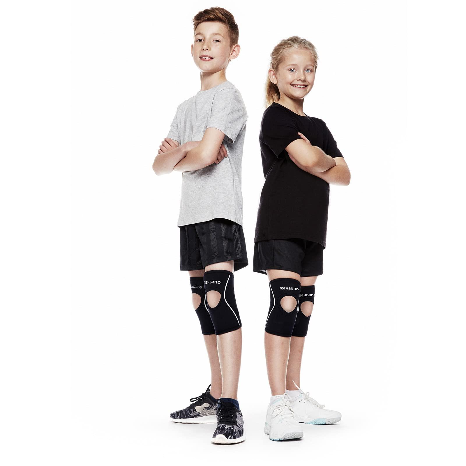 Rehband Rehband kids neoprene knee sleeve with patella opening, children knee support, 1 piece or 1 pair, knee cuff patella opening 5mm neoprene brace, Size:Small