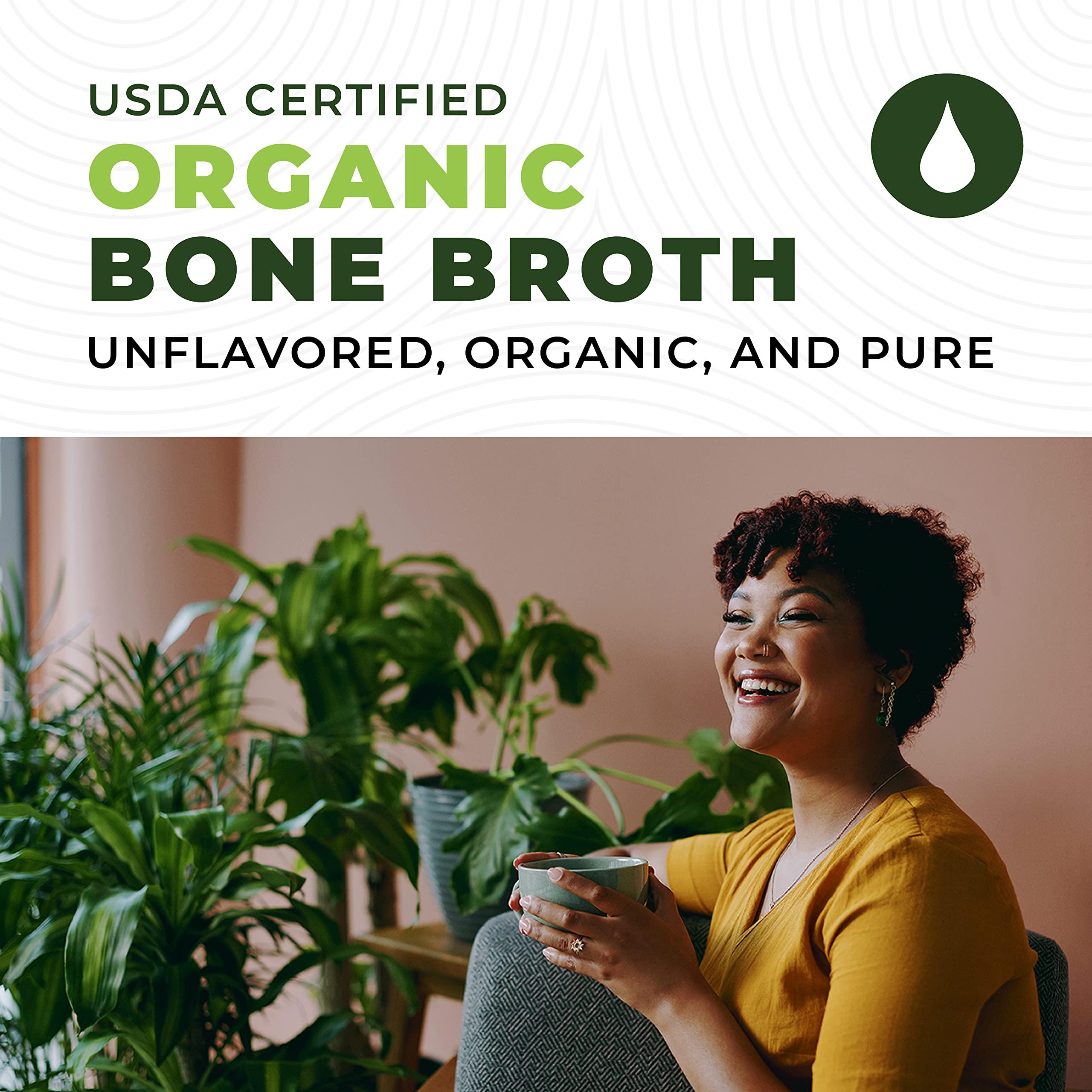 Left Coast Performance 16oz Organic Bone Broth Protein Powder From Grass Fed Beef - USDA Certified Organic, Single Ingredient, Rich in Collagen, Glucosamine, No Additives, Perfect for Carnivore, Paleo, and Keto Diets