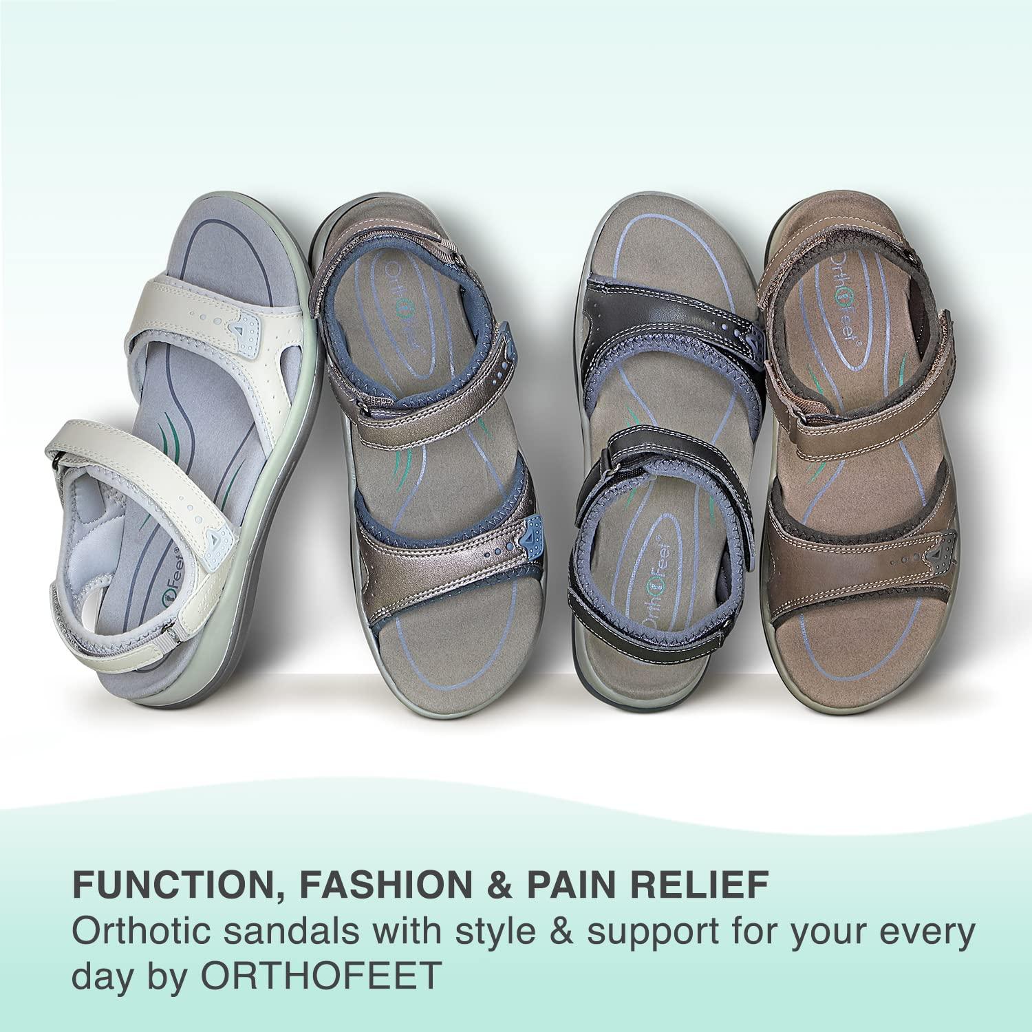 Orthofeet Orthofeet Proven Heel and Foot Pain Relief. Extended Widths. Orthopedic Diabetic Arch Support Women\'s Orthotic Sandals, Black