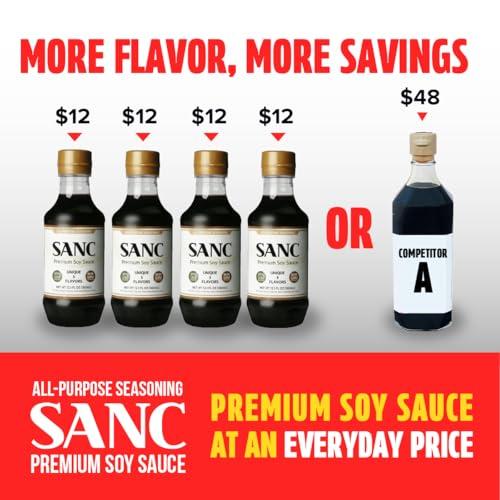 Shinangchon SANC All Purpose Korean Soy Sauce, 12.2 Fl Oz (Pack of 3) A Must-Have for Every Pantry, Low-Sodium Salt Substitute, NON-GMO Bean, No Artificial Additives, Naturally Brewed with Music Fermentation