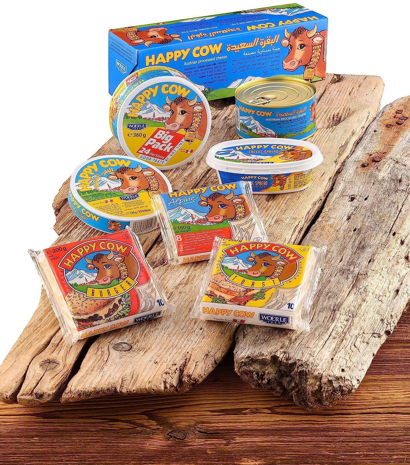 HAPPY COW Happy Cow Halal Austrian Processed Cheese 4 OZ (113g) Easy Open Can, Rich Cheddar Flavor, Long Shelf Life, Perfect for Cooking, Snacking, Camping