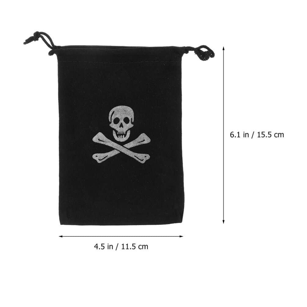 Healifty Halloween Pirate Bags with Drawstring, 6Pcs 6.1 x 4.5 Inches Pirate Goodie Bags, Pirate Bags Candy Pouches Wrapping Bags for Halloween Party