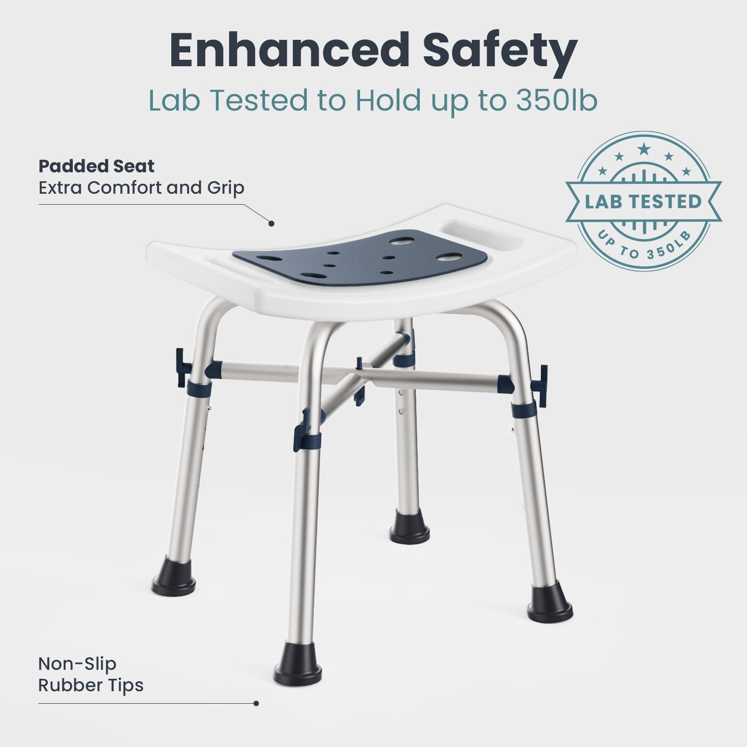 PELEGON Shower Stool - Shower Chair for Inside Shower (350 lb) - Adjustable Height Shower Stool - Shower Seats for Adults, Bath Stools for Shower, Shower Chair, Shower Stools for Adults Sitting - Dark Blue