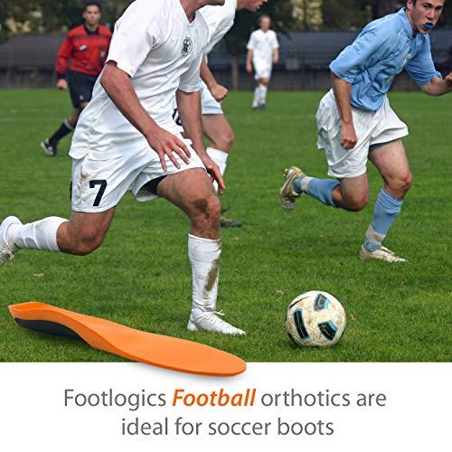 Footlogics Footlogics Full-Length Soccer & Football Orthotic Shoe Insoles with Arch Support for Heel Pain, Ball of Foot Pain (Metatarsalgia), Flat Feet - Pair, L