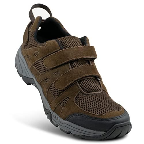 Apex APEX Men\'s Balance Shoe Hiker - Extended Widths Available - Breathable, Moisture-Wicking Lining, Diabetic & Casual Brown