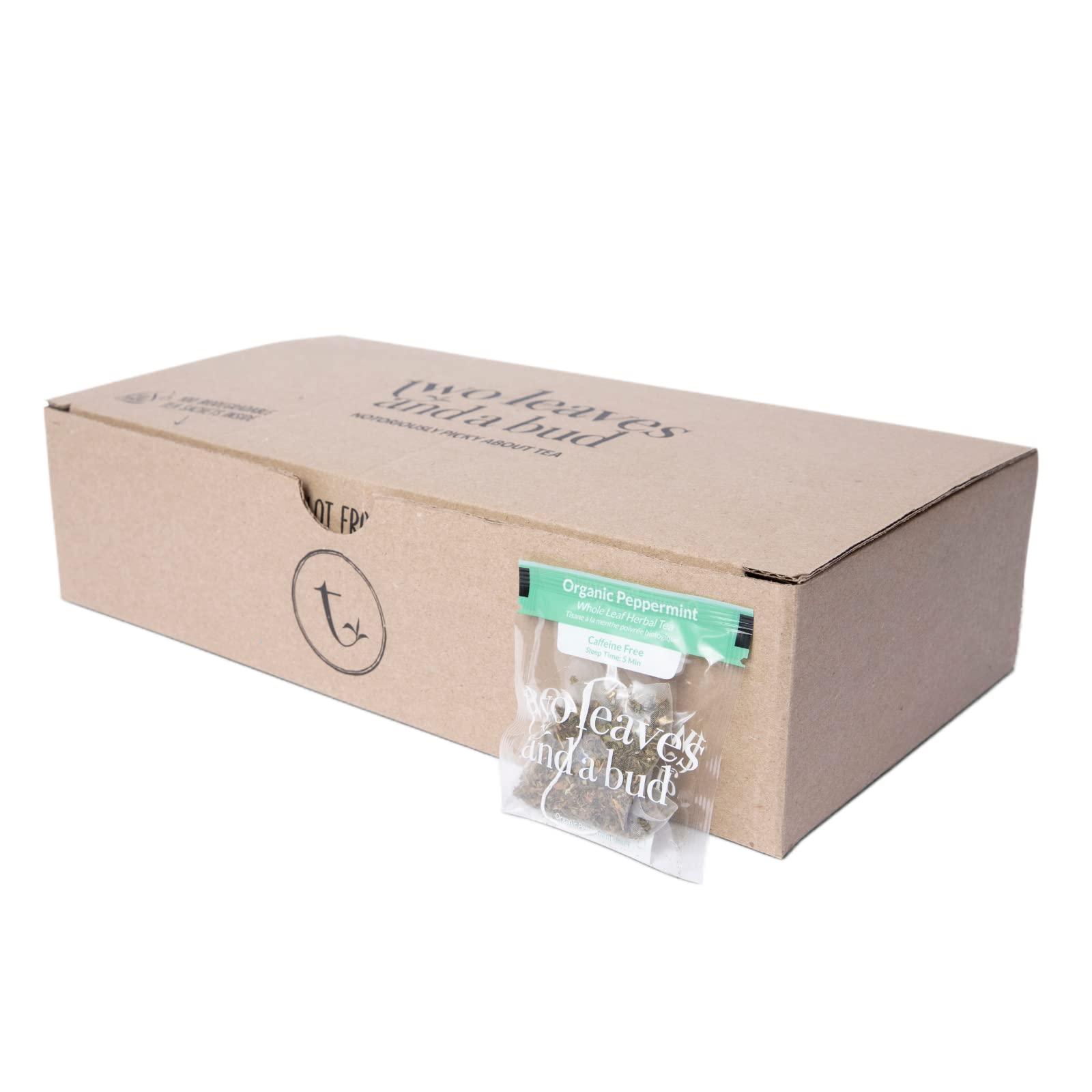 Two Leaves and a Bud Two Leaves and a Bud Organic Peppermint Tea Bags, Naturally Caffeine Free, Herbal Whole Leaf Peppermint Tea in Compostable Sachets, 100 Count (Pack of 1)