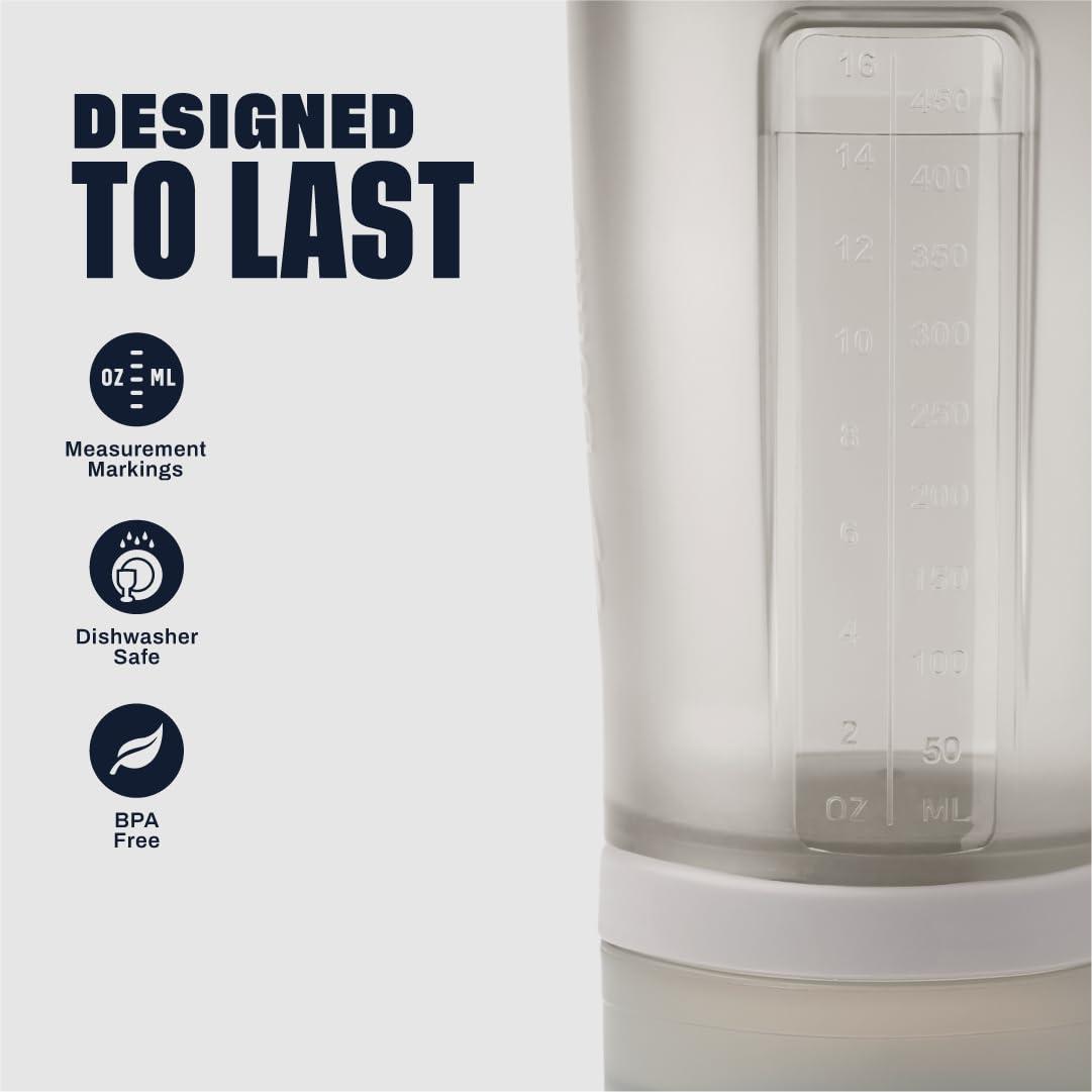 BlenderBottle BlenderBottle Shaker Bottle with Pill Organizer and Storage for Protein Powder, ProStak System, 22-Ounce, Smoke Grey