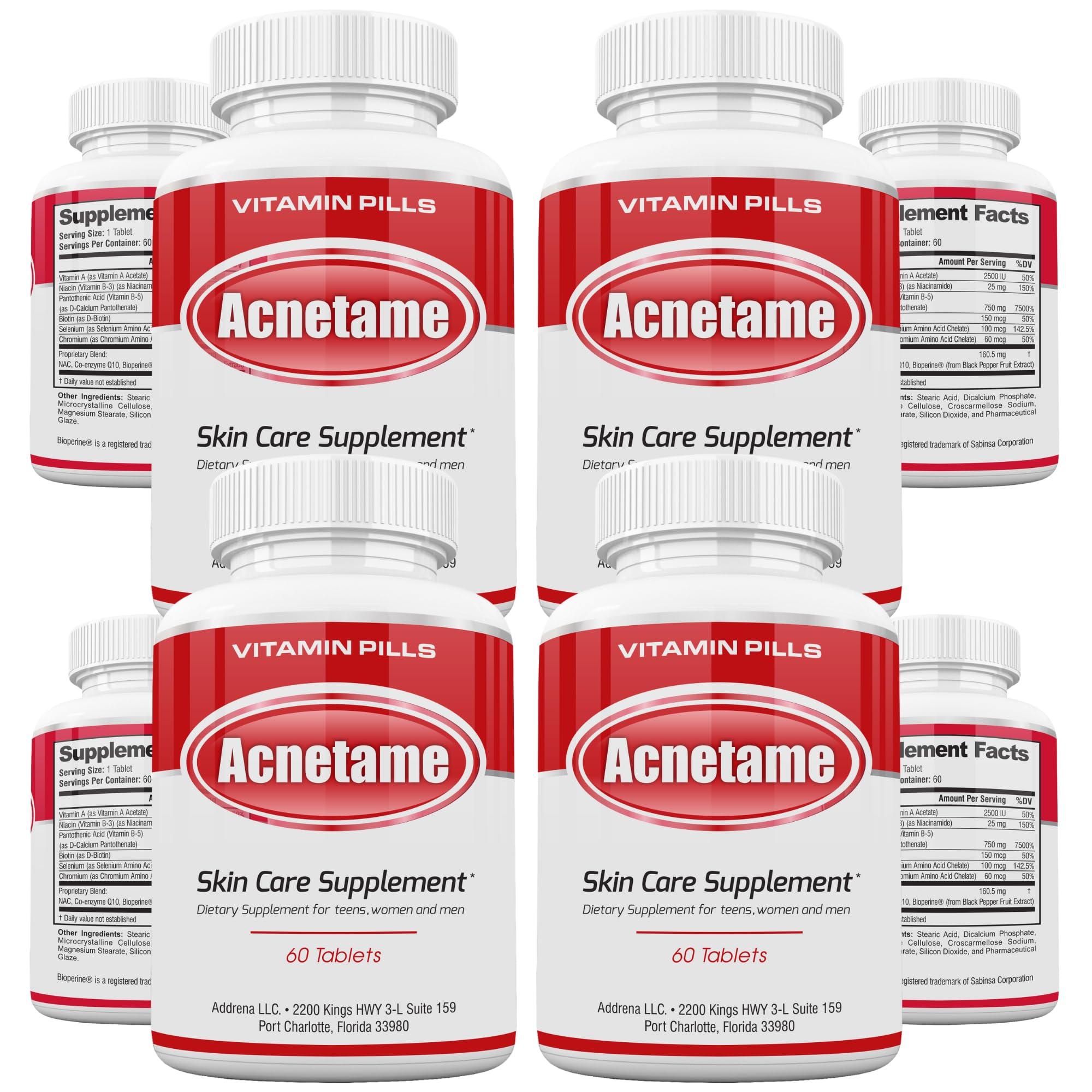 Acnetame Acnetame 4 Pack- Vitamin Supplements for Acne Treatment- Hormonal Pimple Tablets to Clear Oily Skin for Women, Men, Teens, and Adults