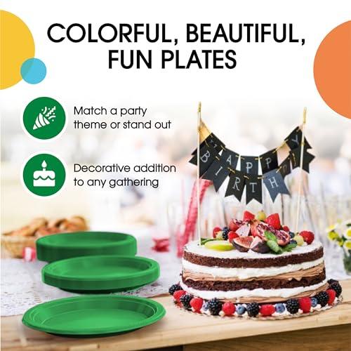 Exquisite Exquisite 7 Inch Green Plastic Plates - 600 Count - Solid Color Disposable Plates - Green Dinner Party Plates For All Occasions - Green Plastic Party Plates For Parties