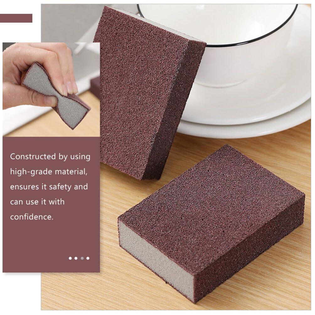 KALLORY 10pcs Dish Sponge Natural Sea Sponge Bulk Polishing Pad Cleaner Year of Cake Toppercarborundum Sponge Brush Natural Dishwasher Kitchen Dish Brown Pot