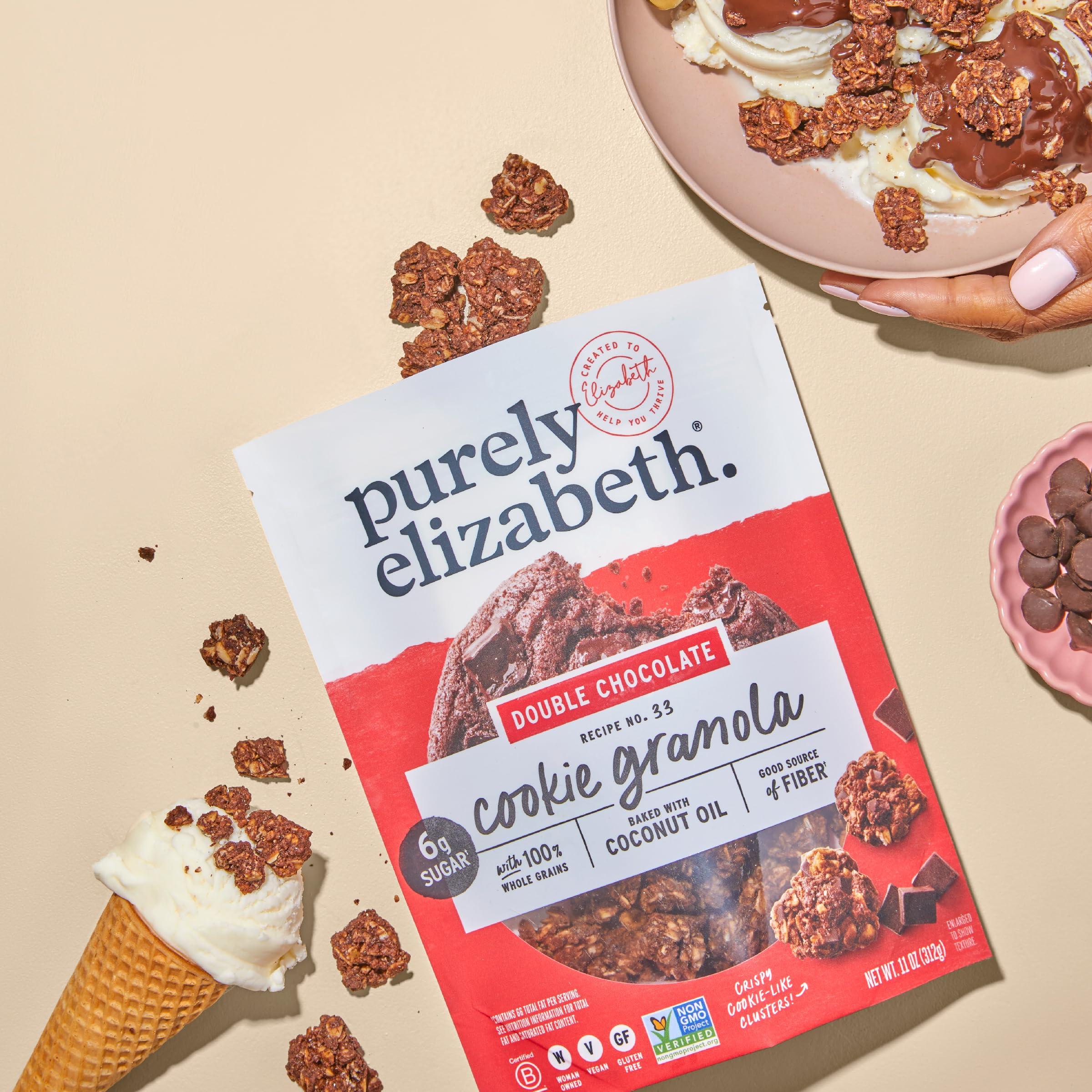 purely elizabeth. Purely Elizabeth Cookie Granola Variety Pack, Chocolate Chip, Oatmeal Raisin, and Double Chocolate, Gluten-Free, Non-GMO (3 Ct, 11oz Bag)