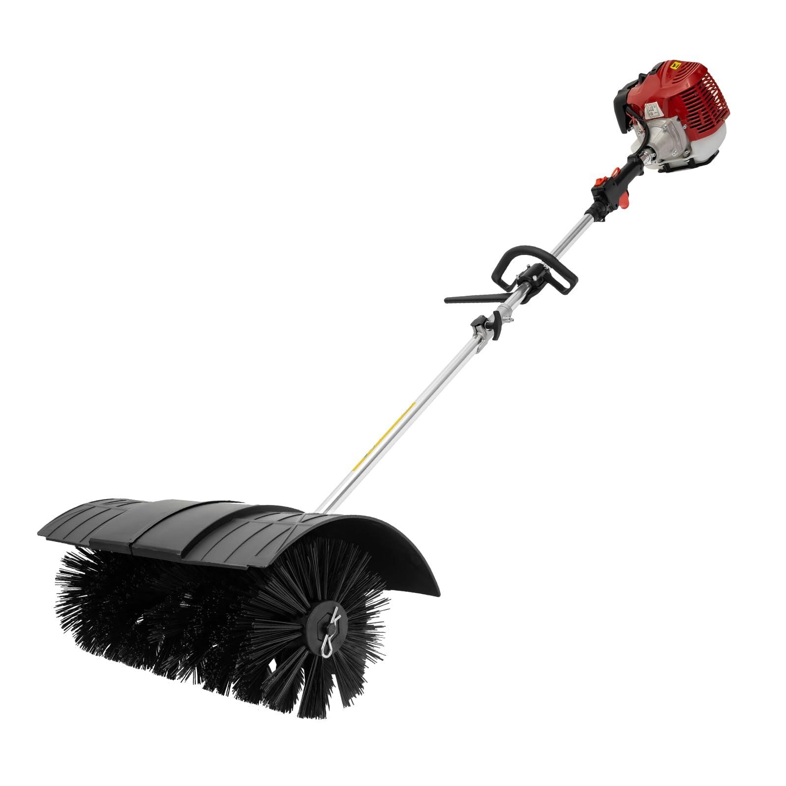 HuaShuani HuaShuani Artificial Grass Brush Electric Broom, Hand-Held Gas Sweeper 52cc 2.3 HP, Portable Nylon Brush Sweeper 2 Stroke 1700W, Gasoline Powered Cleaning Tools for Sweeping The Driveway Lawn
