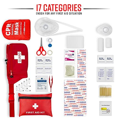 ASA TECHMED ASA TECHMED Lifeguard First Aid Kit - Includes Lifeguard Fanny Pack/Hip Pack, CPR Kit and 72-Piece First Aid Kit Red