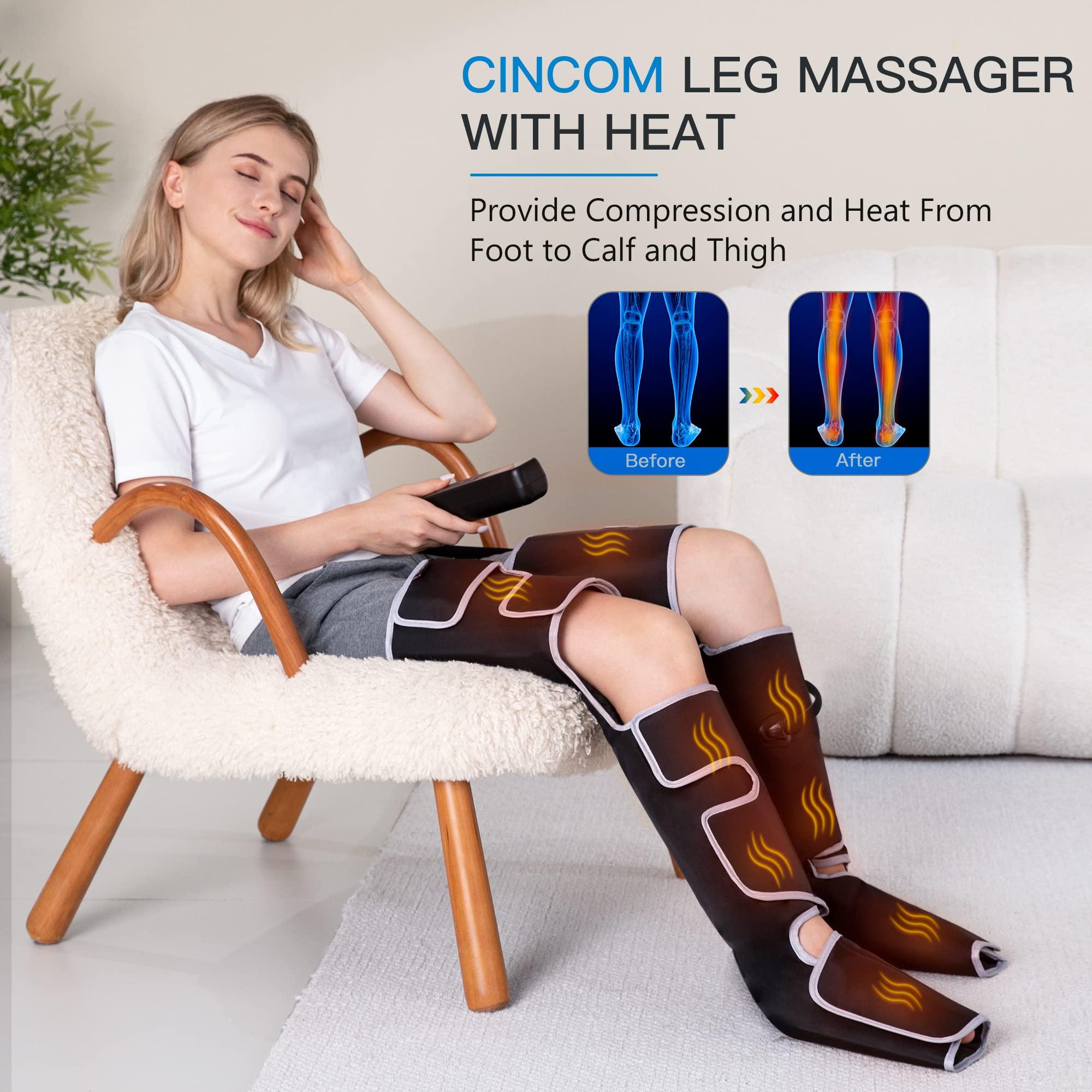 CINCOM CINCOM Leg Massager with Heat, Air Compression Leg Massager for Circulation, Full Leg Massager with 3 Heats 3 Modes 3 Intensities Sequential Compression Device Father\'s Mother\'s Day Gifts