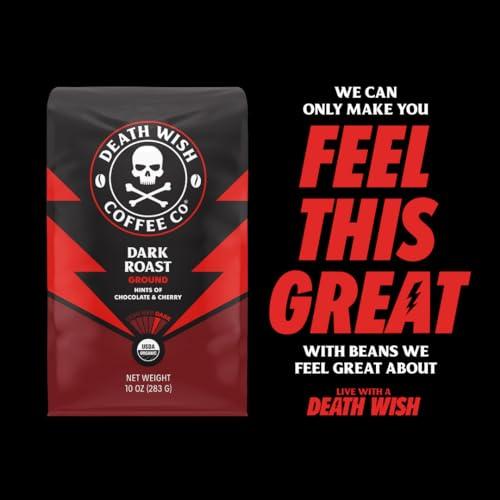 Death Wish Coffee Co. Death Wish Coffee Co., Organic and Fair Trade Dark Roast Ground Coffee, 16 oz