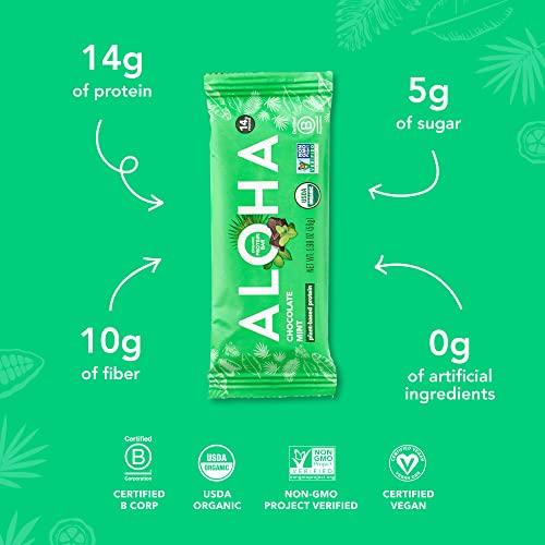 ALOHA ALOHA Organic Plant Based Protein Bars, Chocolate Mint, 1.98 Oz (Pack of 12)