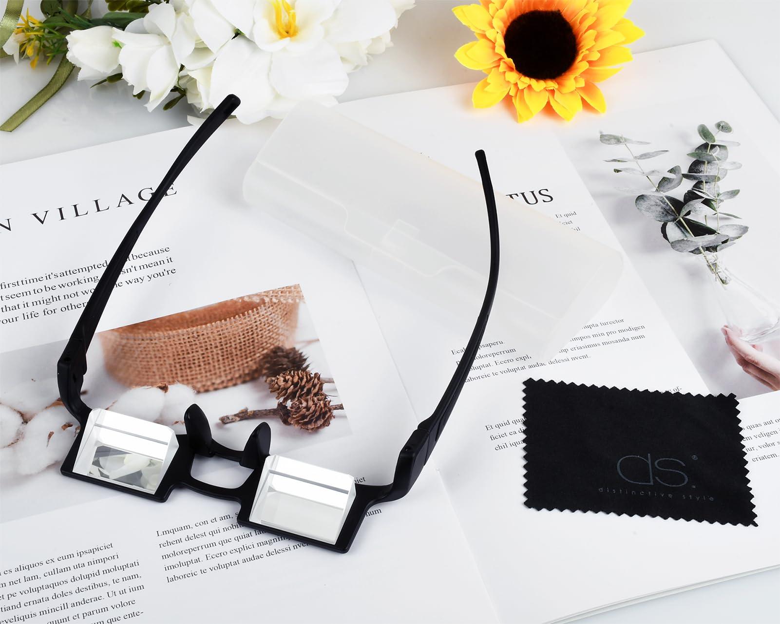 DS. DISTINCTIVE STYLE DS. DISTINCTIVE STYLE Lazy Glasses Prism 90 Degree Crochet Glasses Mirror Reading Glasses for Laying Down/Knitting (Lightweight Version for People without Glasses)