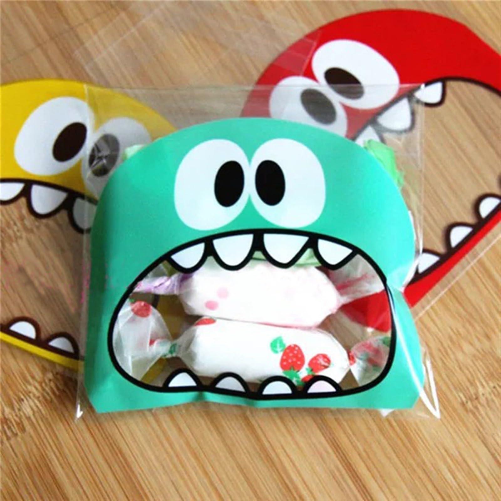 HMLTD Christmas Gifts Boxes Surprise Gift Box 50/100pcs Cute Monster Sharp Teeth Plastic Bags Xmas Gift Packaging Bags Wedding Candy Bag OPP Bags Birthday Easter Party Decor Gift Boxes for Presents, Shirt,