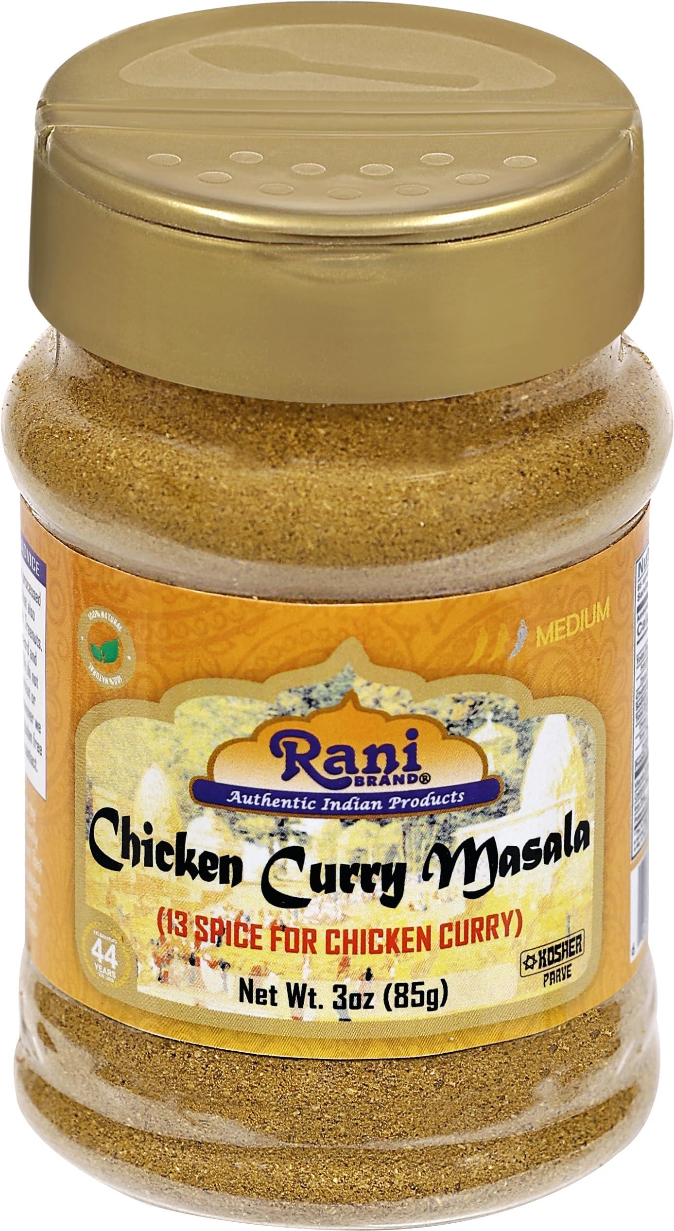 Rani Brand Authentic Indian Products Rani Chicken Curry Masala Indian 13-Spice Blend 3oz (85g) PET Jar ~ All Natural | Vegan | No Colors | Gluten Friendly | NON-GMO | Kosher | Indian Origin