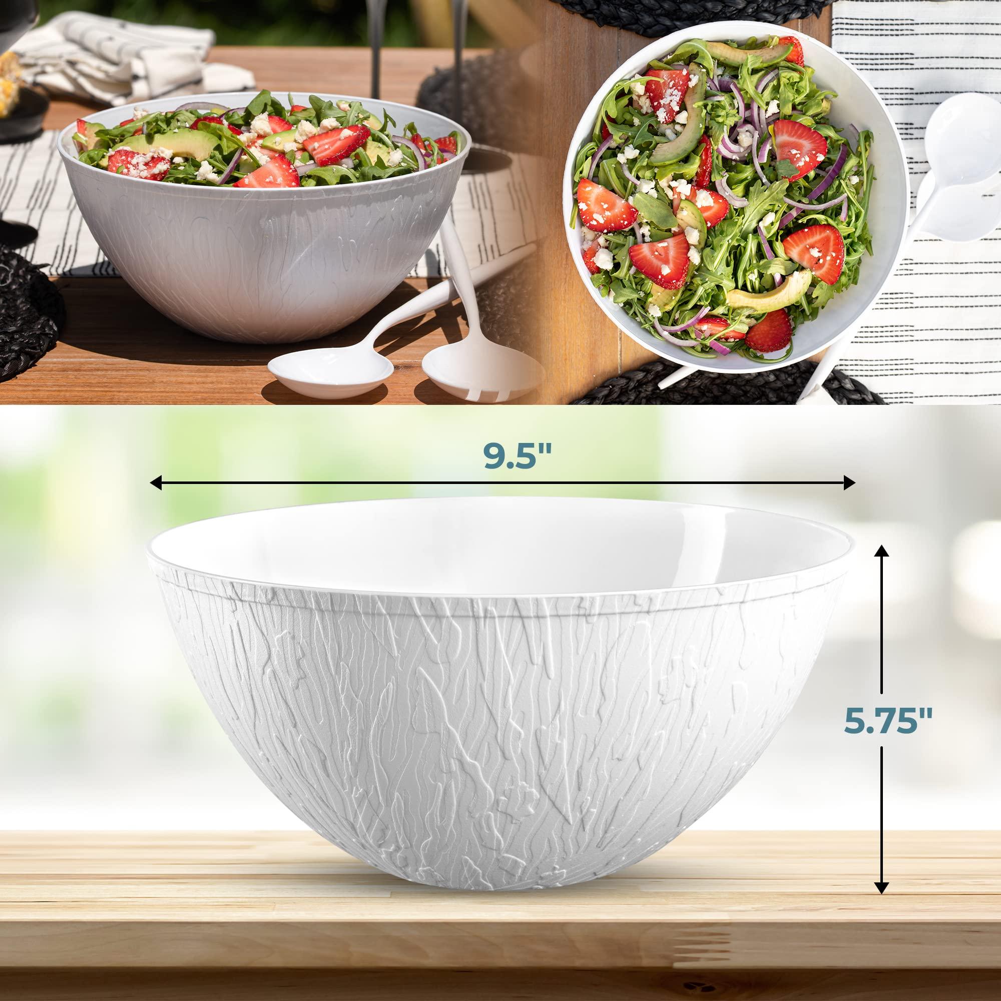 Posh Setting Plastic Serving Bowls Large Disposable White Serving Bowl Snack Bowls for Parties Disposable Plastic Chip Bowls for Parties, Buffet, Catering, Display or Salad Bar [5 Pack - 96 oz]