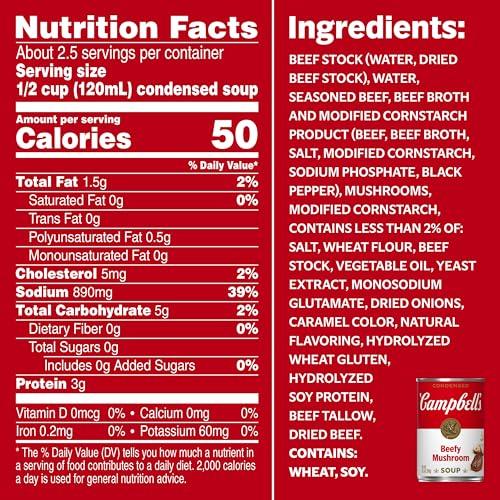 Campbell's Campbell\'s Condensed Beefy Mushroom Soup, 10.5 oz Can (12 Pack)