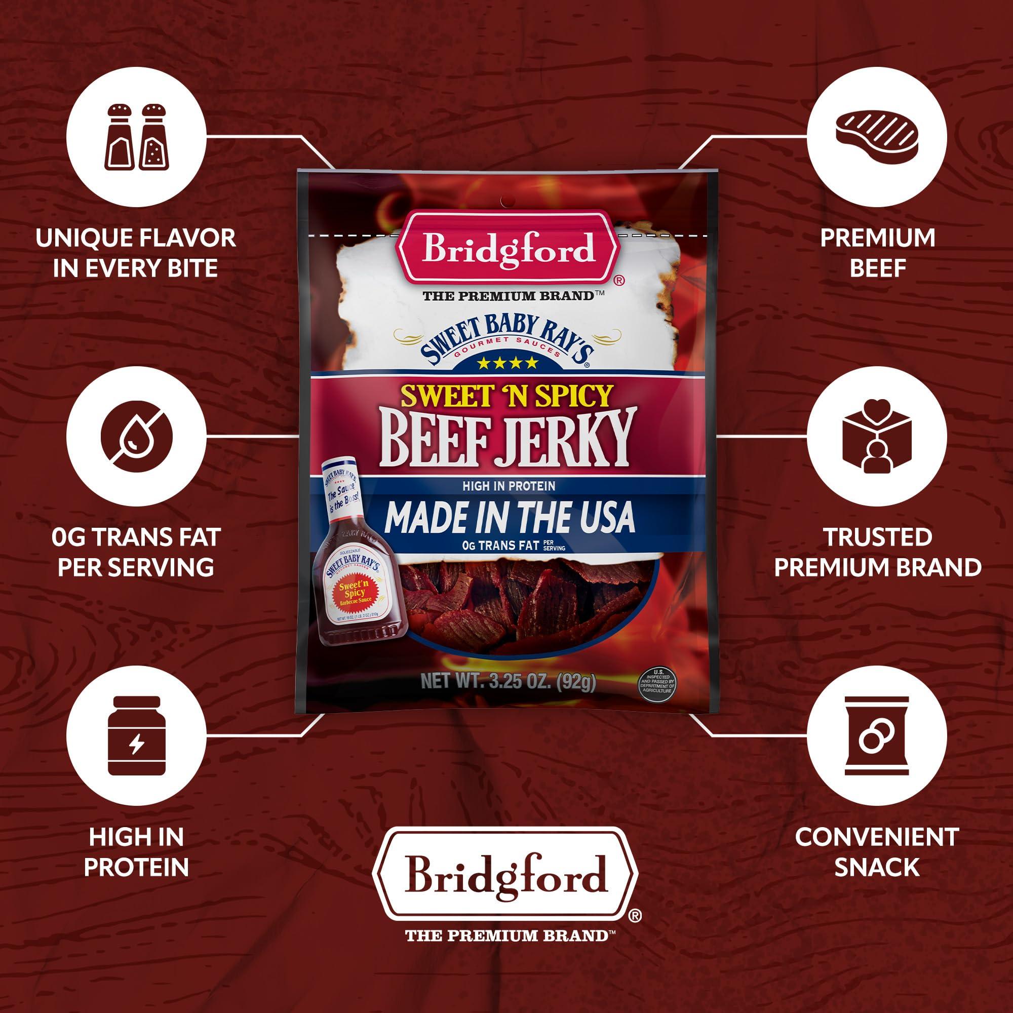 Bridgford Bridgford Sweet Baby Rays Beef Jerky Original 6.2 oz Pack of 2 - Healthy Beef Jerky for Your Dietary Preferences - Ready-To-Eat High Protein Beef Jerky for On-the-Go Snacking and Busy Lifestyles