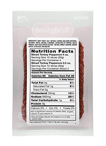 Bridgford Bridgford Sliced Turkey Pepperoni 4 oz Pack of 2 - Pepperoni Slices for Pizza and Sandwiches - Naturally Smoked Turkey Pepperoni for Low-Carb Keto Diets - Healthy Pepperoni Alternative for Snacking