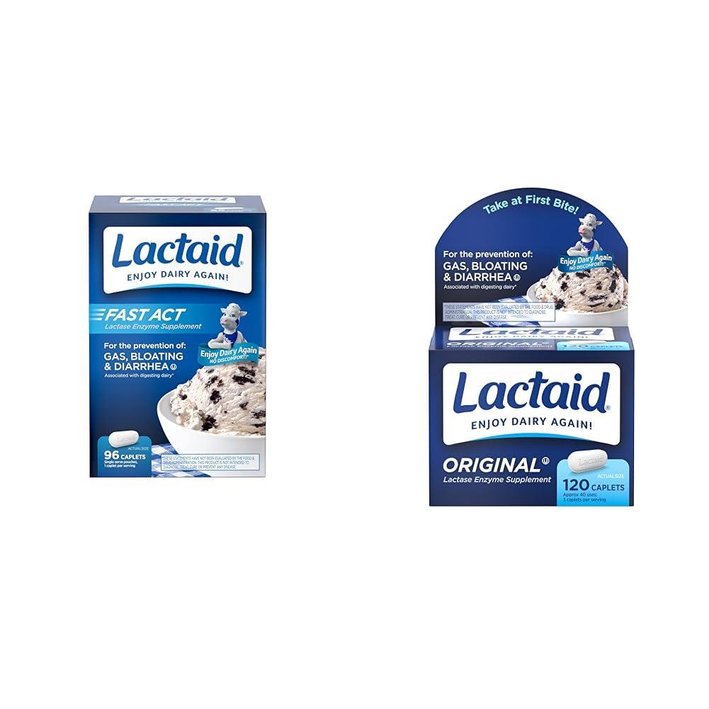 Lactaid Lactaid Fast Act Lactose Intolerance Relief Caplets with Lactase Enzyme & Original Strength Lactose Intolerance Relief Caplets with Natural Lactase Enzyme