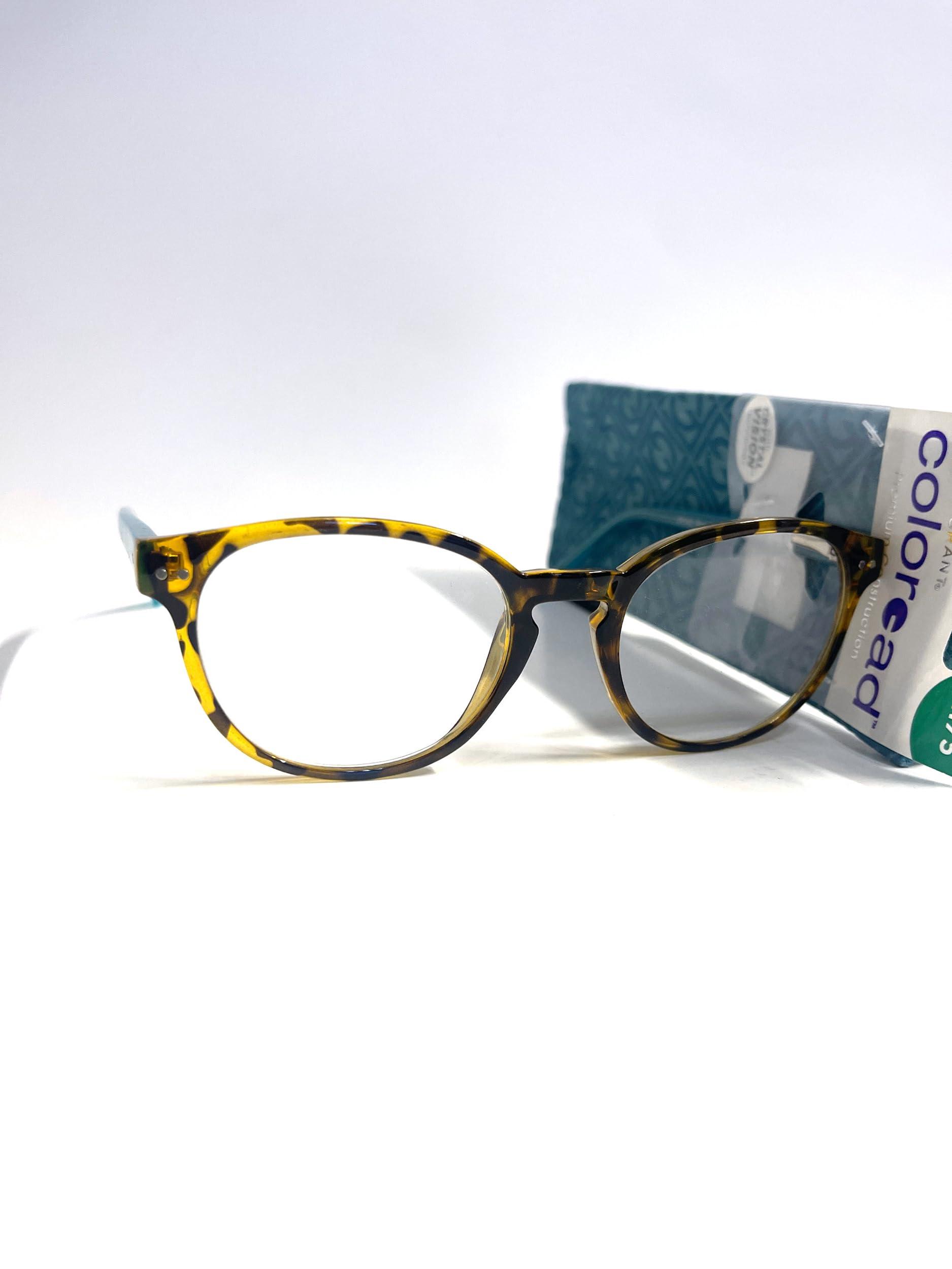 Foster Grant Foster Grant Coloread Premium Reading Glasses Bryn tortoise teal round +1.75, Clear