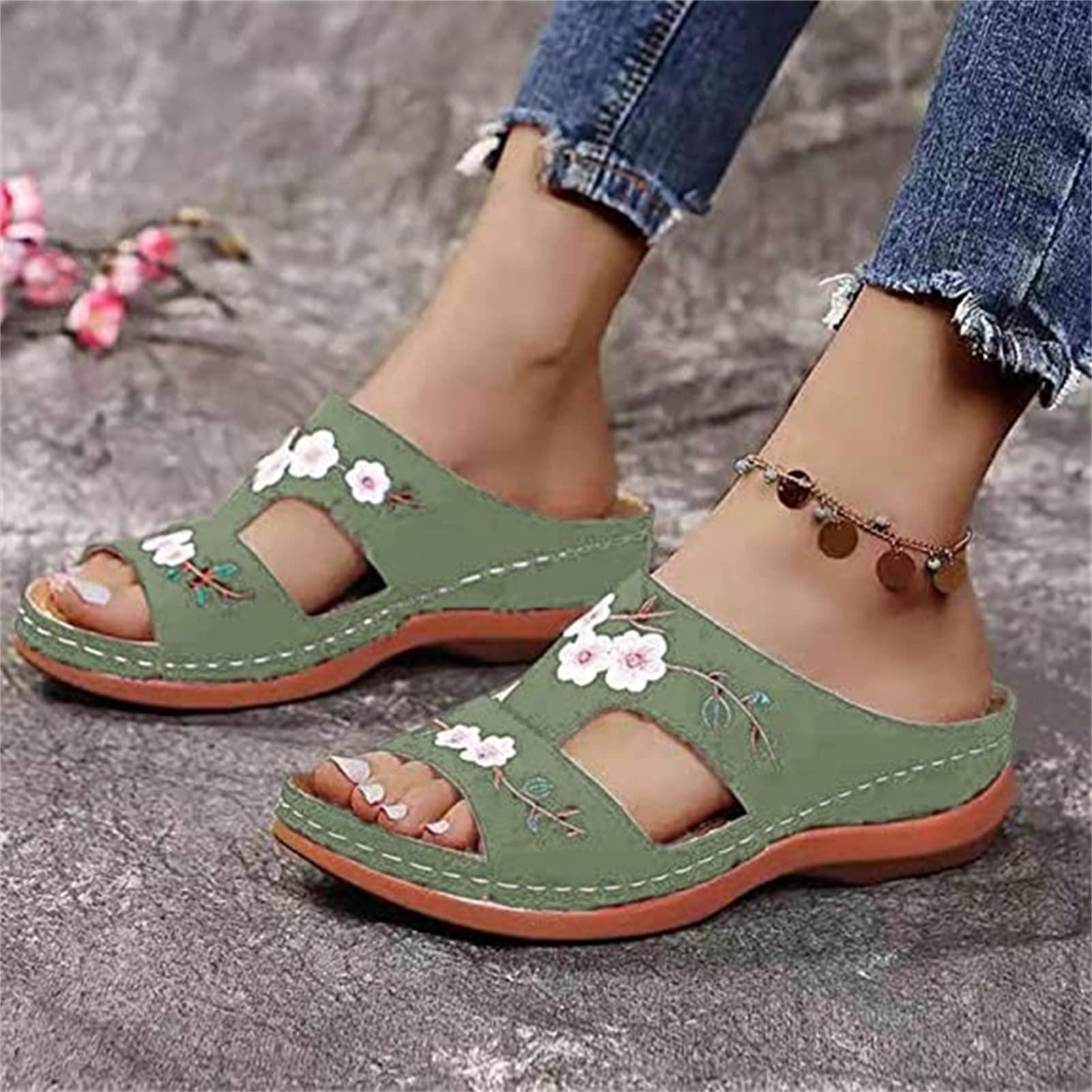 Generic Orthopedic Dress Sandals For Women Plantar Fasciitis Orthopedic Sandals for Women Walking Slippers with Arch Support Anti-Slip Breathable Dressy Summer Vintage Slip On Orthotic Flip Flops