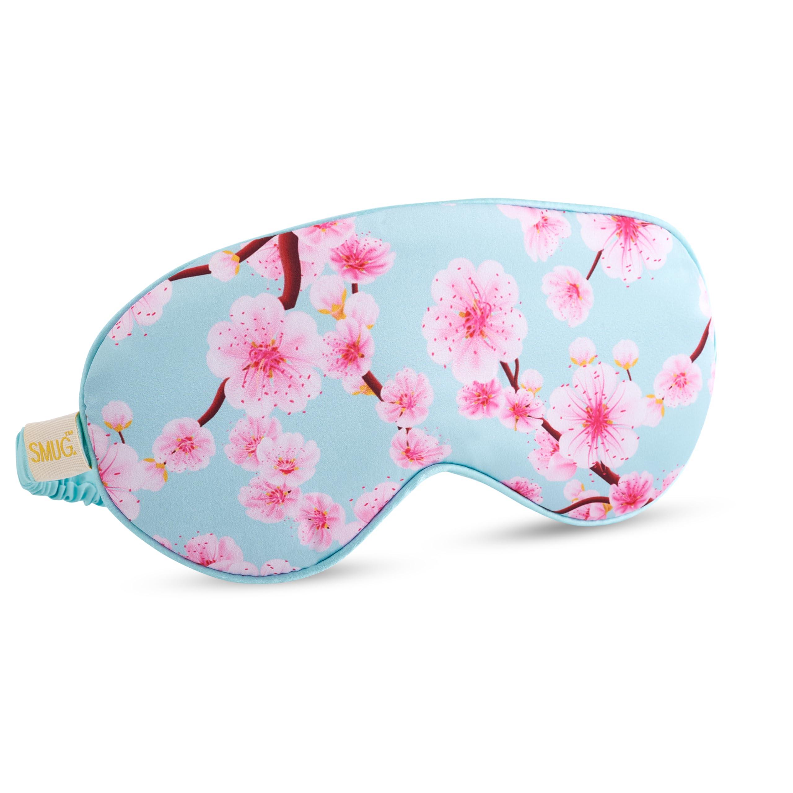 SMUG SMUG Satin Sleep Mask & Eye Mask | Travel Sleep Masks for Women & Men | Soft Sleeping Eye Mask to Nourish Skin & Reduce Dark Circles | Eye Sleep Mask Shades to Block Out Light | Cherry Blossom