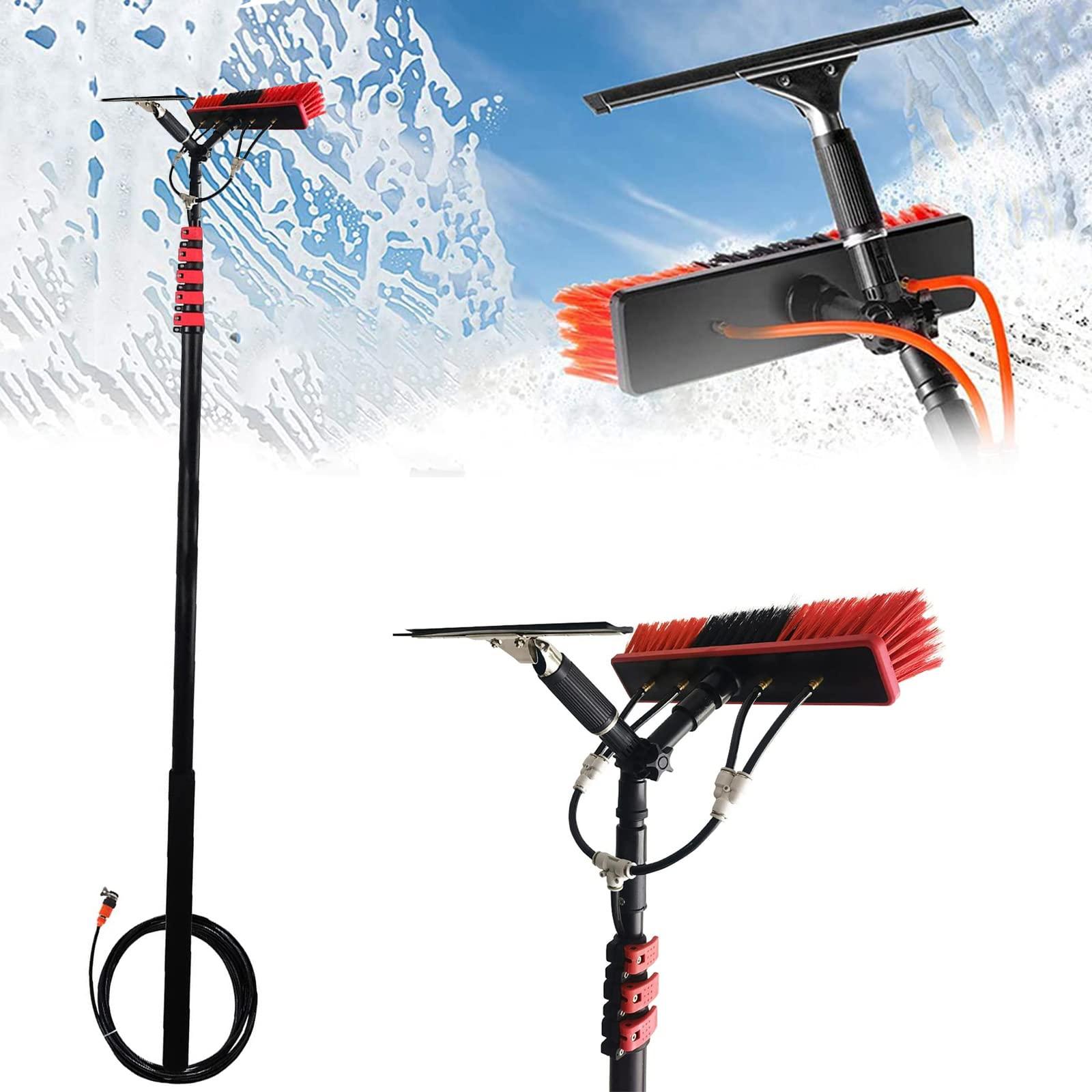 WWTSMYXGS 3.6-10.8M Window Cleaning Pole,Water Fed Telescopic Brush,Window Cleaner Kit with Squeegee,Extendable Solar Panel Washing Equipment Cleaning Conservatory Roof Extendable Cleaner (5.4M)