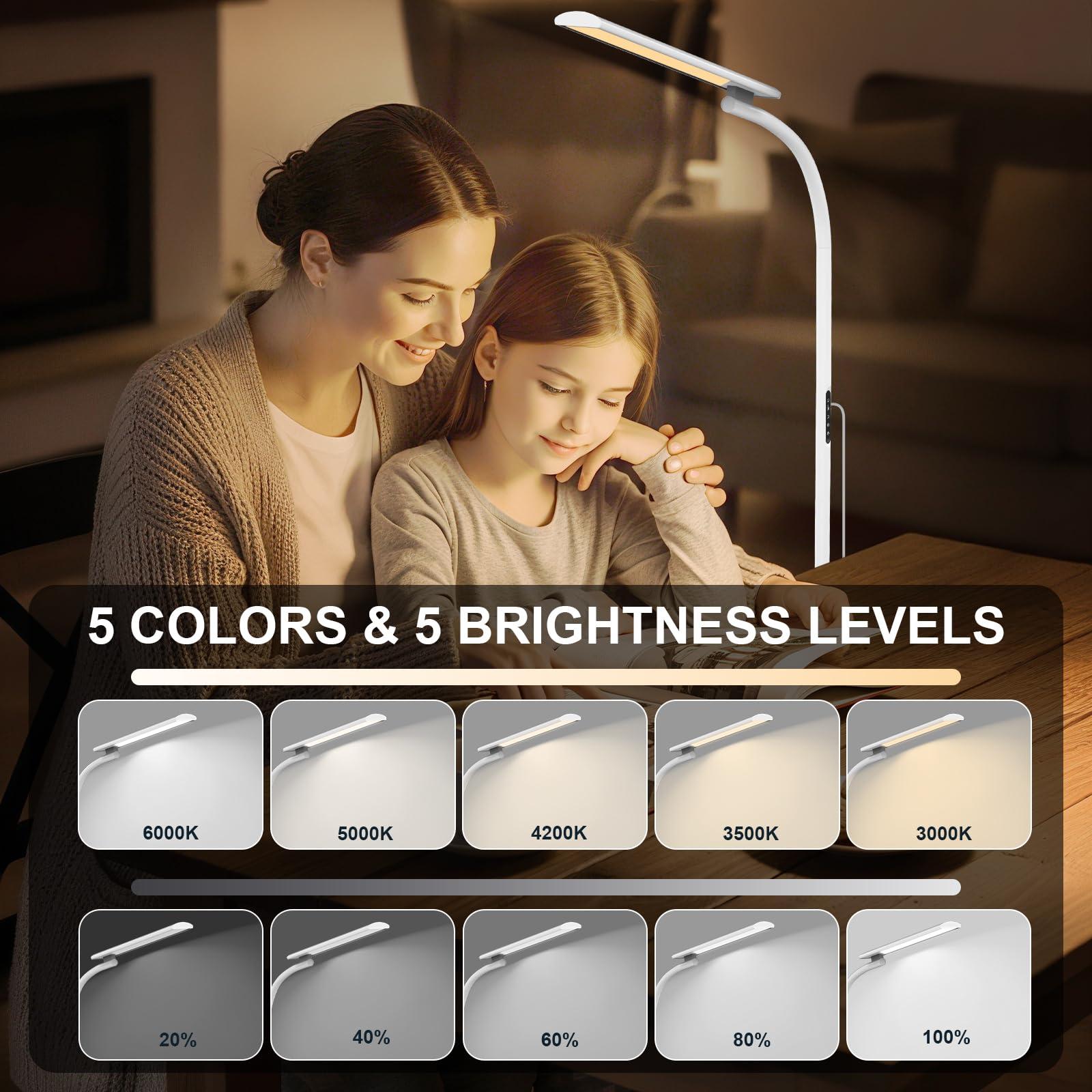 Sunlamlux Light Therapy Lamp,10000 Lux Happy Therapy Light, Floor Sun Therapy Lamp with Remote & Touch Control & Adjustable Gooseneck for Reading/Office/Home