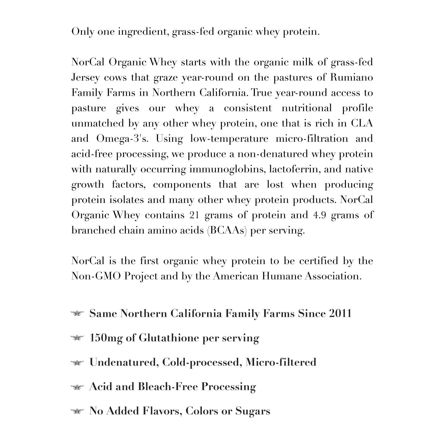 Source Organic NorCal Organic - Classic Whey Protein - 100% Grass-Fed and Grass-Finished - UNFLAVORED - Lecithin-Free - 2lb Bulk
