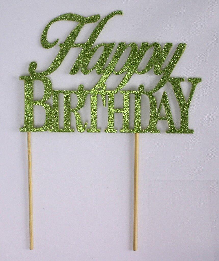 All About Details All About Details Happy Birthday Cake Topper, 1pc, birthday cake topper, birthday party decoration (Lime Green)
