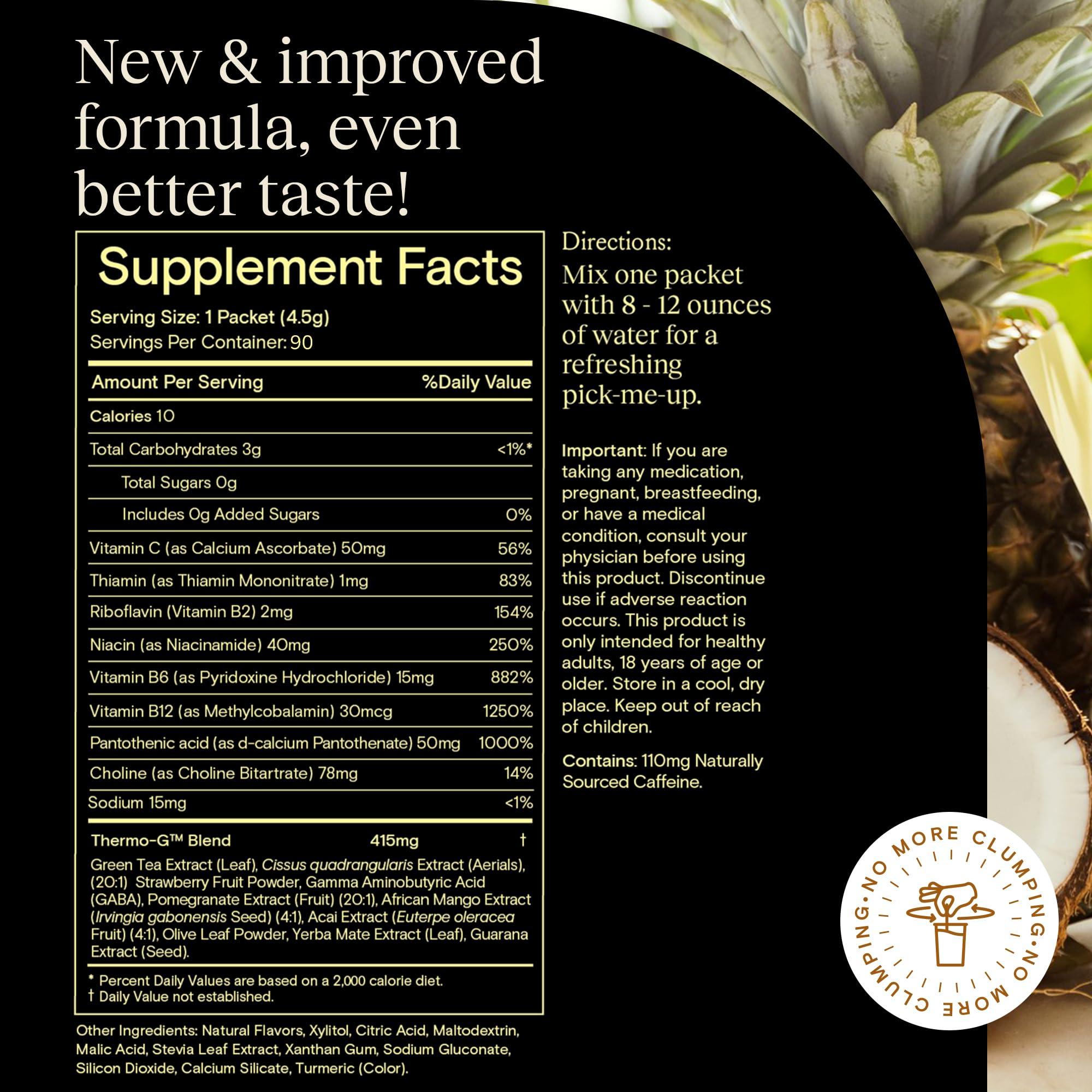 Yoli Yoli Passion Energy Drink Powder Mix - Natural Energy Drink Mix for Endurance and Stamina, Bulk 90 Servings - Pina Colada Flavor