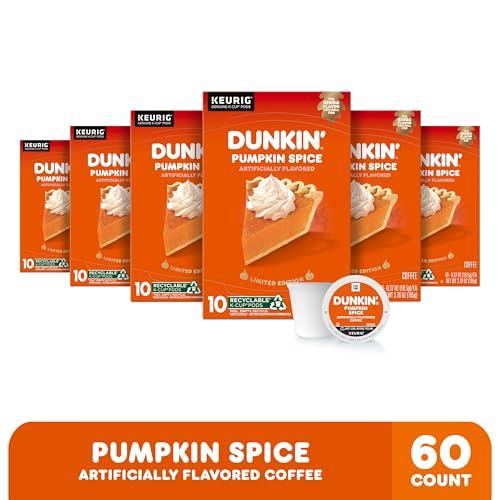 Dunkin' Dunkin Pumpkin Spice Coffee, Limited Edition Fall Coffee, K Cup Pods , 10 Count Boxes (Pack of 6)