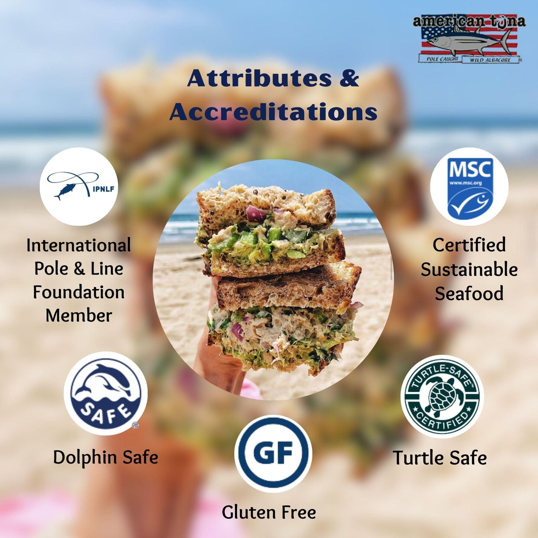 American Tuna Wild Albacore Tuna Fish by American Tuna - with Sea Salt, MSC Certified, Sustainable One by One Pole Wild Caught Fish - 6 oz Can | Set of 6 | Premium Canned Tuna for Health and Flavor Enthusiasts!