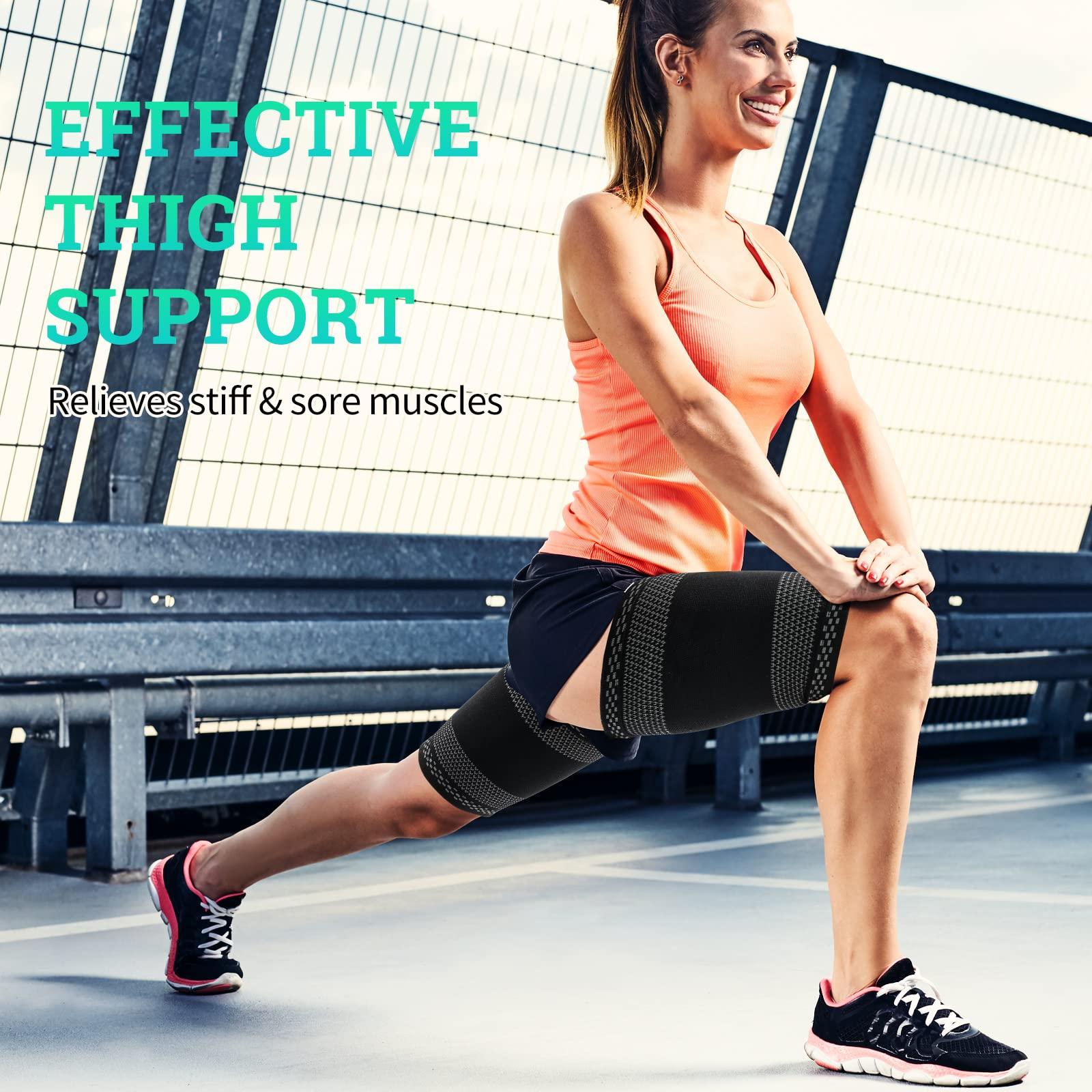 ABYON ABYON Thigh Compression Sleeves (Pair), Hamstring Compression Sleeve for Quad, Groin Pain Relief & Recovery, Thigh Brace Anti-Slip Upper Leg Sleeves for Men and Women, Thigh Support for Running