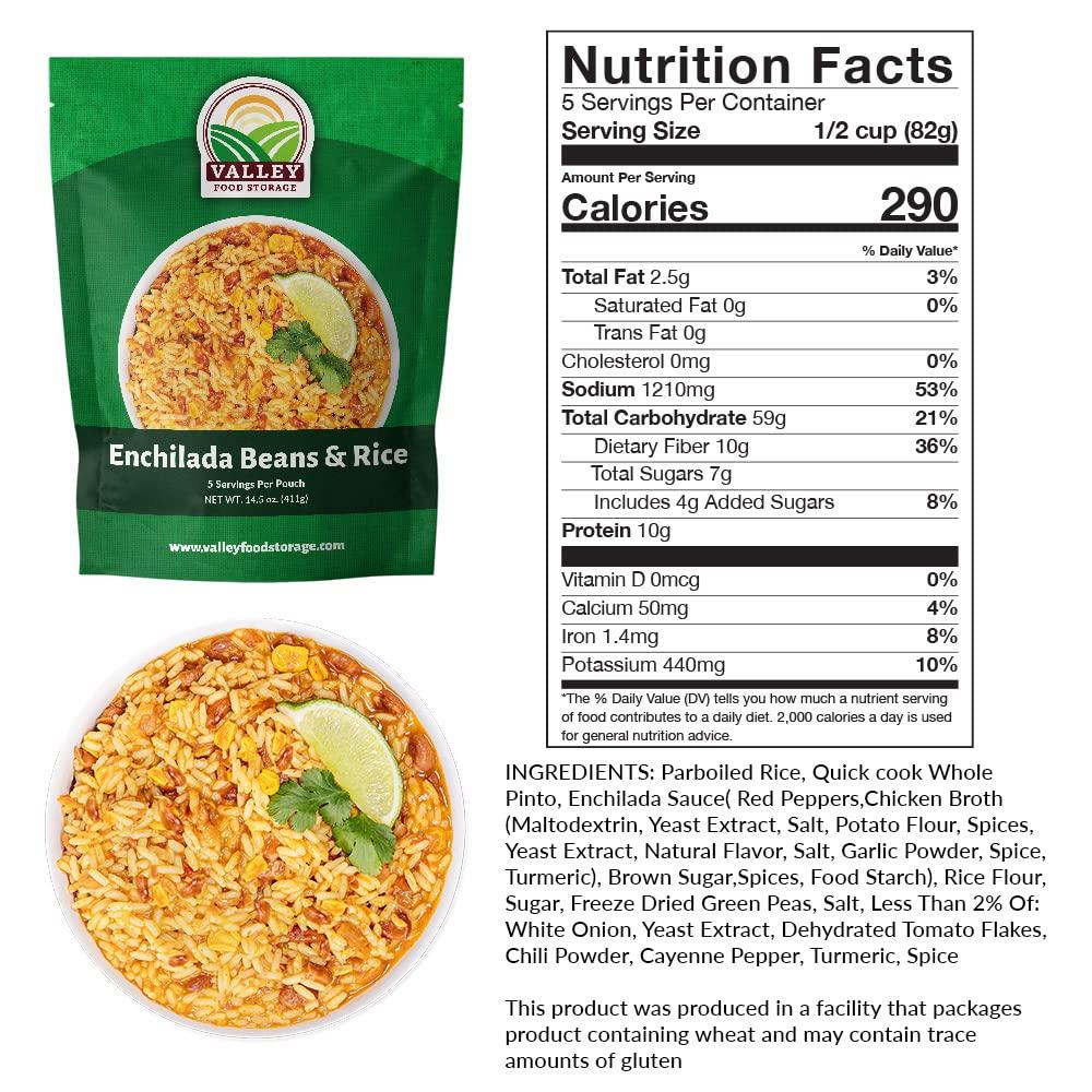 Valley Food Storage Valley Food Storage Enchilada Beans and Rice 10-Bag Bucket, 50 Servings | Premium Emergency Food Supply 25 Year Shelf Life with No Fillers | Survival Meal Kits, Prepper Food, Off Grid Living Supplies