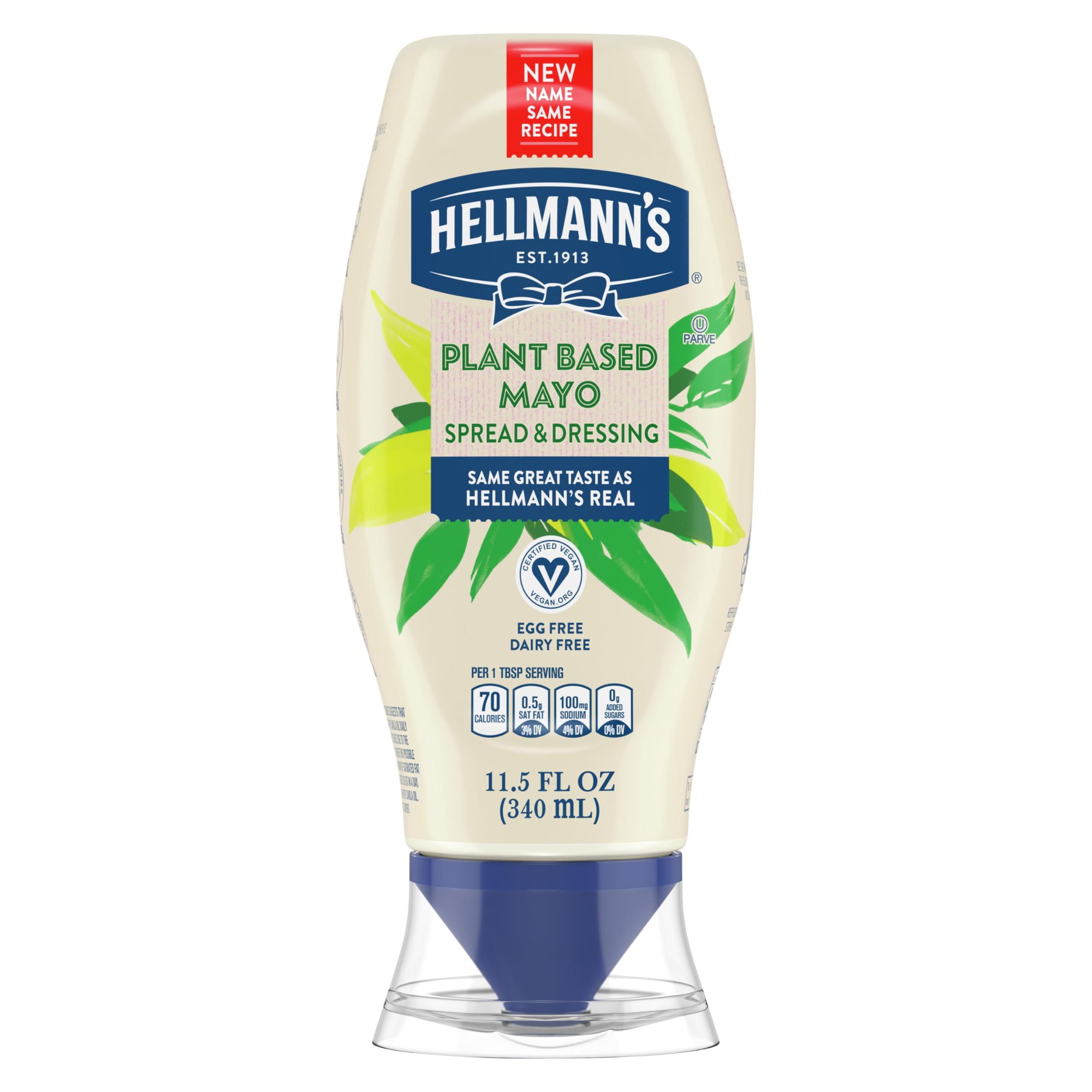 HELLMANN'S Hellmann\'s Vegan Dressing and Spread Vegan 1 Ct for a Rich, Creamy Plant-Based Alternative to Mayo Same Great Taste, Plant Based, Free From Eggs 11.5 oz