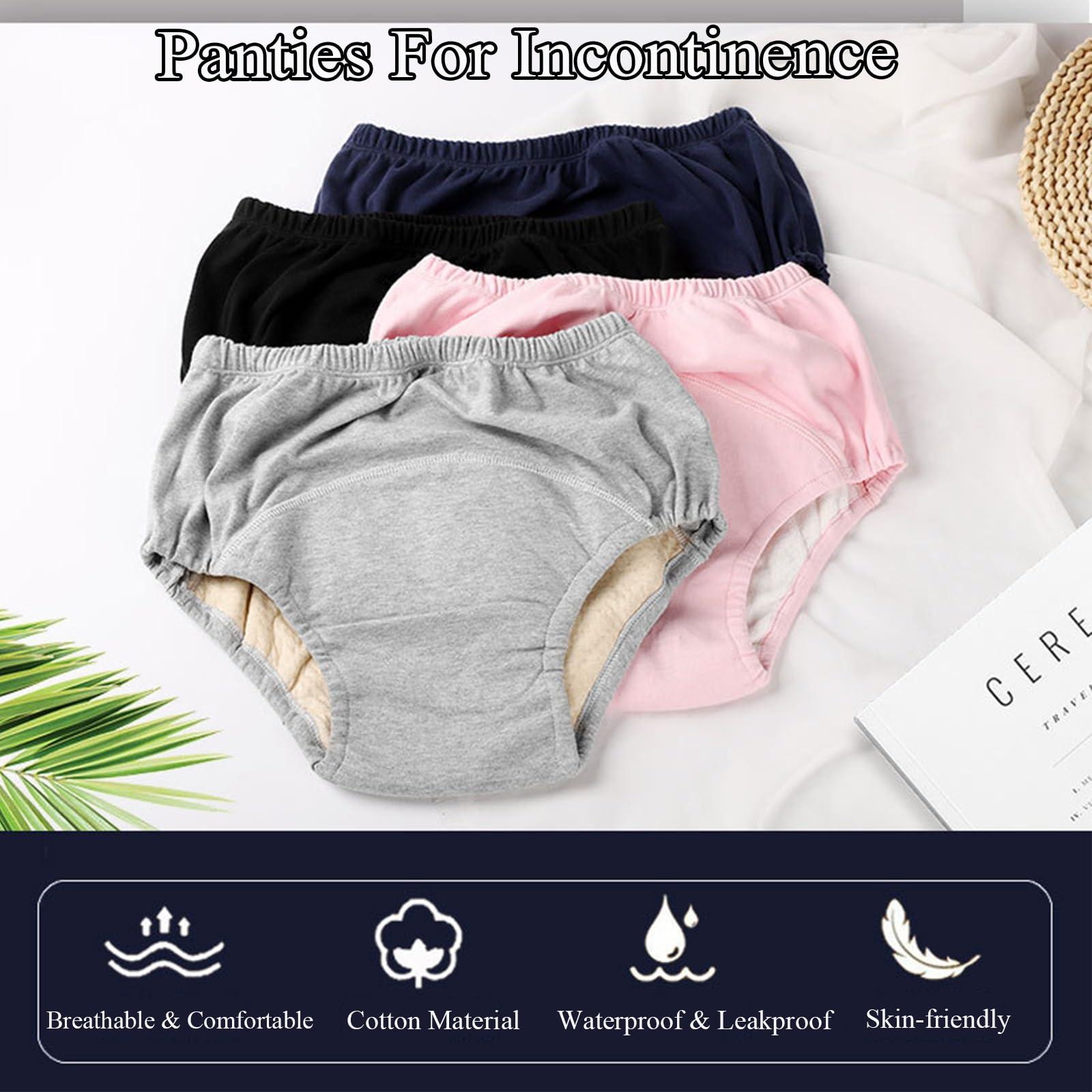 MKKBOB Leakproof Panties for Women Incontinence Diapers,Panties for Incontinence for Home Care Incontinence Diapers Adult Cloth Diapers Reusable Leakproof Underwear(Black,X-Large)